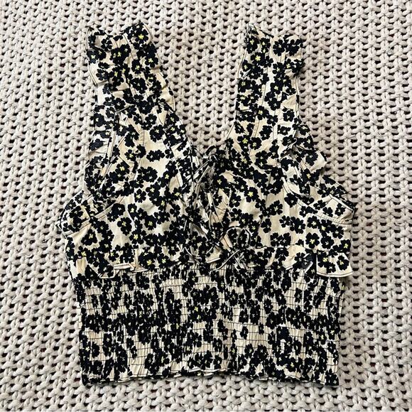 NWT Topshop Smocked Floral Crop Top 8 - Picture 10 of 12